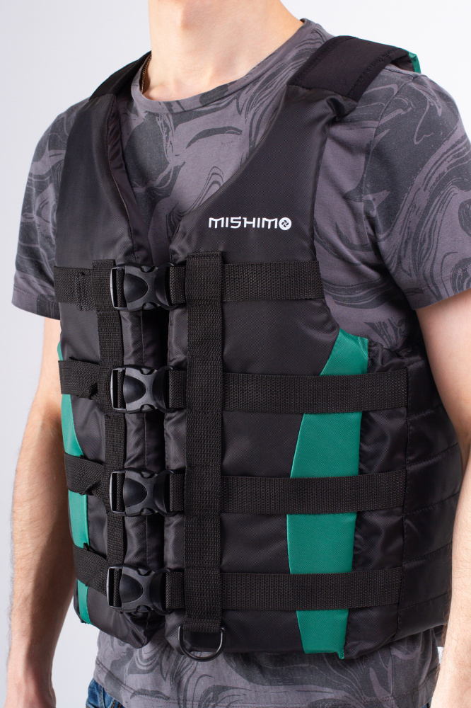 Жилет спасательный MISHIMO PRO Премиум качества Черно-зеленый в Екатеринбурге