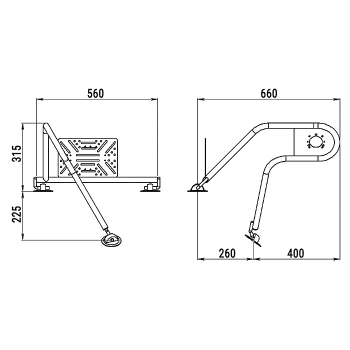Стойка рулевая с креплением на баллон надувной лодки 25мм в Екатеринбурге
