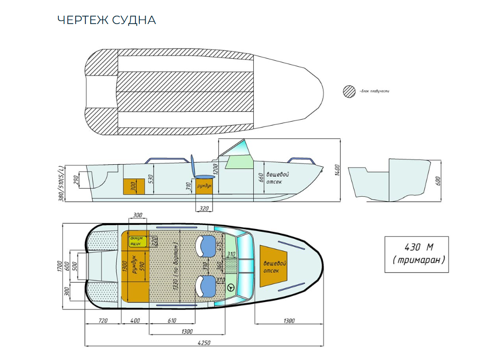 Стеклопластиковый катер Wyatboat-430 M (тримаран) в Екатеринбурге