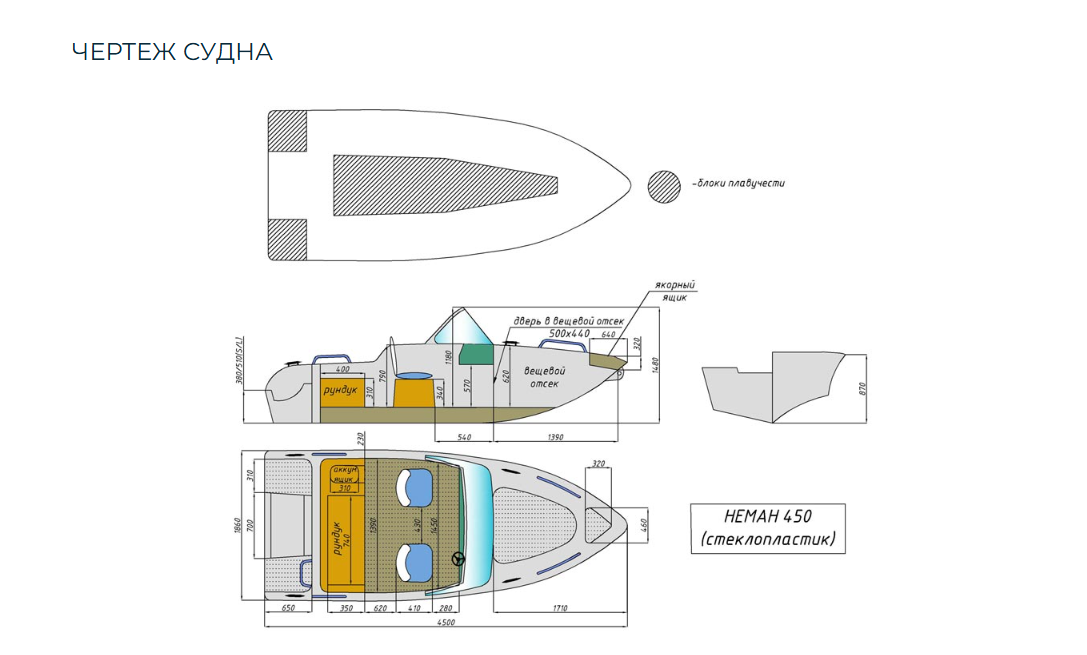 Стеклопластиковый катер Neman-450 в Екатеринбурге