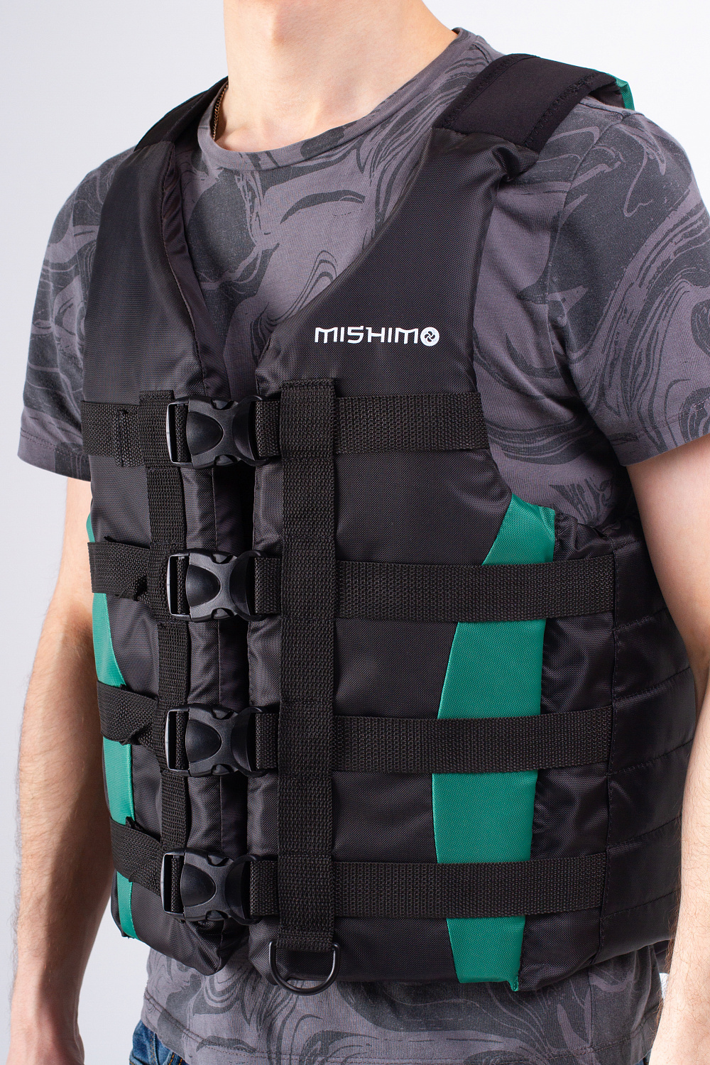 Жилет спасательный MISHIMO PRO Премиум качества Черно-зеленый в Екатеринбурге