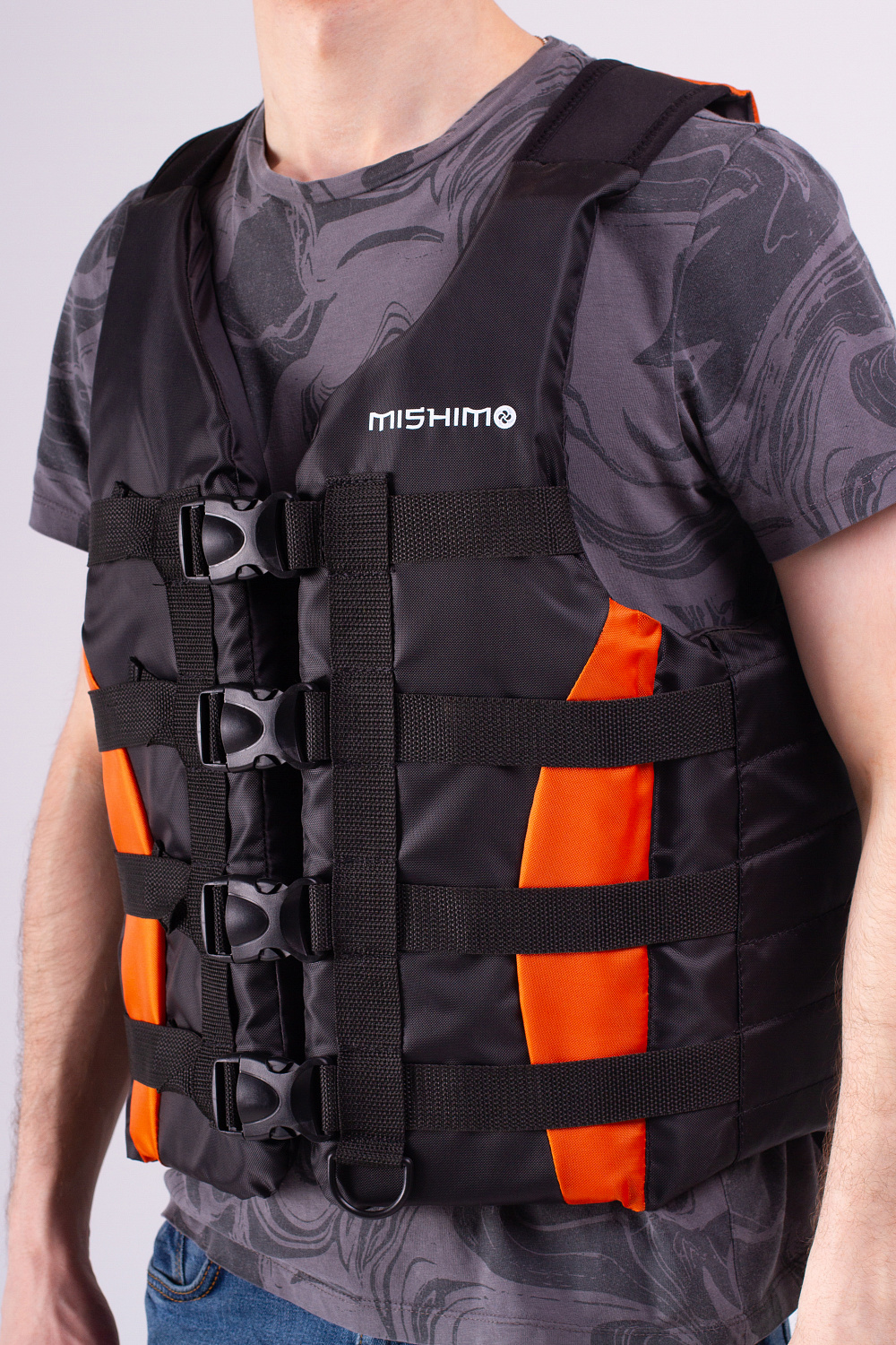 Жилет спасательный MISHIMO PRO Премиум качества Черно-оранжевый в Екатеринбурге