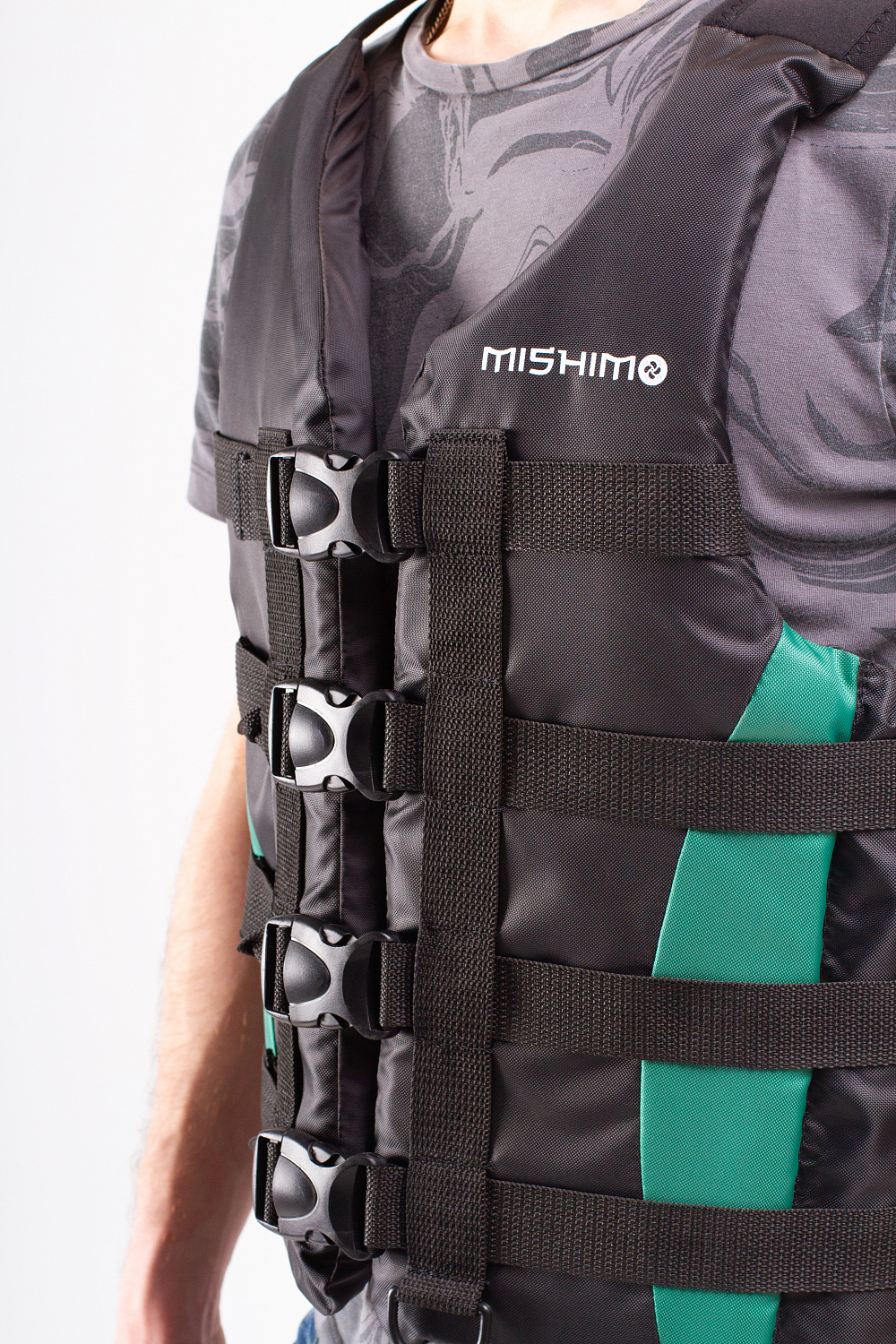 Жилет спасательный MISHIMO PRO Премиум качества Черно-зеленый в Екатеринбурге